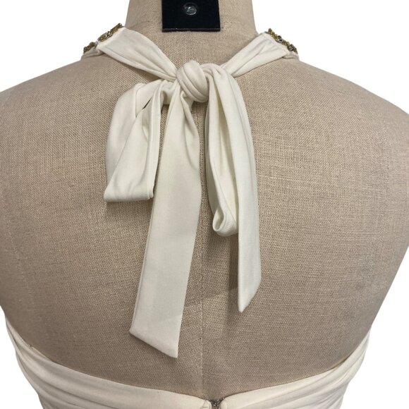 Hailey Logan By Adrianna Papell Ivory Ruched Mini Dress With Jeweled Halter Neck - Picture 9 of 10